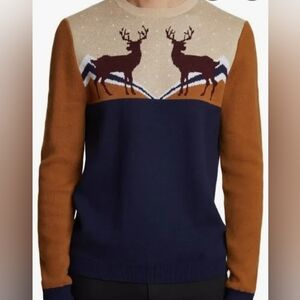 Paisley & Grey Small/ Med Slim Fit Men's Brnat & Navy Sweater. Gorgeous Knit!!